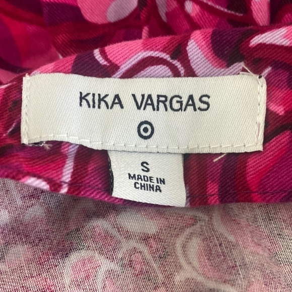 Woman's Pink Floral Open Back Scallop Blouse Kika Vargas for Target Pink Size S - Picture 6 of 8